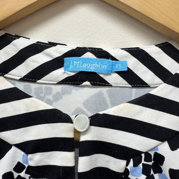 J McLaughlin Blue Paisley 3/4 Sleeve Catalina Cloth Stretch Dress - Size XS - Picture 2 of 6